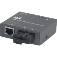 Compact Fast Ethernet media converter with 1x 10/100 Mbit/s 100Base-TX RJ45-port and 1x 100MBit/s 100Base-FX fiber optic port for connection with multimode or singlemode (monomode) fiber optic cable. Optimized latency. Operating temperature 0°C .. 50°C, relative humidity 5% .. 95% non condensing. Input voltage +3.3V DC, power consumption max. 2W. Dimensions 64x59x21mm WxDxH. Optional DIN rail mountable or wall mounting. Incl. Wall wart.
