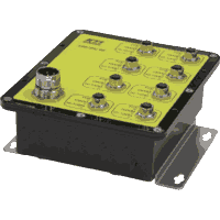 Industrial Fast Ethernet switch with 8x 10/100MBit/s 100Base-TX Fast Ethernet ports for M12 connector D coded. Operating temperature -40°C..+70°C, dimensions 163x195x60.5mm (WxDxH), protection class IP65 and IP67, operating voltage +6.5..60V DC at M23 connector, consumption: 11.5W, recessed mounting or wall mounting, inklusiver starter cable set.