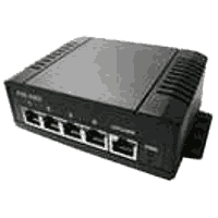 Industrial Fast Ethernet Power over Ethernet Endspan Switch mit 5x 100Base-TX 10/100MBit/s Fast Ethernet RJ-45 Ports, davon 4x PoE PSE (35W/Port IEEE 802.3at, 16.8W/Port IEEE 802.3af). Eingangsspannung 44V..57V DC. Erforderliche Leistung des Netzteils: IEEE 802.3at min. 150W, IEEE 802.3af min. 75W. Schutz gegen Überhitzung, Überstrom, Überspannung und Unterspannung. Verbrauch ohne PoE < 5W, Betriebstemperatur -40°C..+85°C, relative Luftfeuchtigkeit max. 90% nicht kondensierend. Abmessungen 40x116x90mm ohne Winkel, optional mit Hutschienenhalterung.