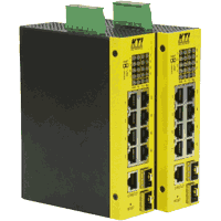 10 Port managed Gigabit Ethernet Industrie Switch mit 8x 10/100/1000 MBit/s 1000Base-T RJ45 Ports, optional 4x High Power PoE Power over Ethernet Endspan PSE Ports nach IEEE 802.3at Standard (max. 35W/Port) und 2x 100/1000 MBit/s Dual Speed SFP Steckplätze, 1x RJ45 Konsolen Port, Web Management HTTPS/SSH, Telnet, SNMP, VLAN, QoS, IGMP Snooping, Spanning Tree, proprietäre Multi Redundant Ring Funktion, IPv6, SFP DDM, Hutschienenmontage, Eingangsspannung 7V..60V DC (PoE af=45-57V at=51-57V), Betriebstemperatur -40°C..70°C, Abmessungen BxTxH 42x106x140mm.