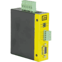 Industrie Medienkonverter RS-232 DB9 Buchse / RS-422/RS-485 2-draht oder 4-draht Klemmenblock, bis 115.2Kbps, Überspannungsschutz (transient voltage), high ESD protection, optische Isolierung zwischen RS-232 und RS-485/422, remote RTS control, ADCTM, Hutschienenbefestigung.