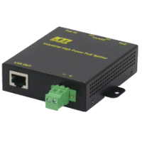 Industrial Power over Gigabit Ethernet splitter with 1x 10/100/1000MBit/s 1000Base-T PoE RJ-45 port, 1x 10/100/1000Mbit/s LAN-Out RJ-45 port and 1x terminal block with 52V DC output, supports PoE standard according to IEEE802.3af / IEEE802.3at as well as proprietary PoE++ with 90W. Fanless metal case, dimensions LxBxT 89.2x24x85mm, optional DIN rail- or wall mounting possible, extended temperature range -30° .. +70°C. Up to 60W in combination with item  09615666 /  09615668 and up to 90W in combination with item  09615667 /  09615669.