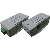 PoE Power over GbE injector for direct current power input s. Selection box, PoE 35W max. (56V 0,625A) high power (PoE+) according to IEEE 802.3at mode A (pins 12- 36+) or B (pins 45+ 78-) and IEEE 802.3af, industrial suited, dimensions: 125x72x38mm LxWxH, input with fuse protection, protection against short circuit, CE, UL1950, CSA 22.2, EN60950, FCC Class B, EN55022 Class B, operating temperature -40°C..+70°C, wall mounting, optional for mounting on 35mm DIN rail. Reverse pin assignment or permanent power output on request.