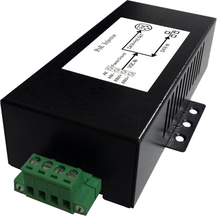 10 Gigabit Industrial Ethernet PoE injector<br>EN50155 (Railway) and EN60945 Marine